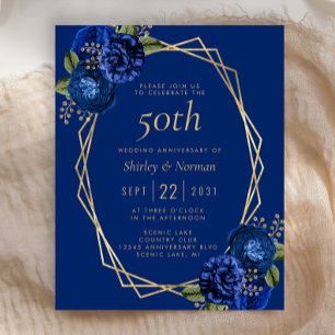 Budget Royal Blue Floral Gold Geo 50e Anniversaire