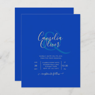 Budget Royal Blue Monochrome Mariage INVITE