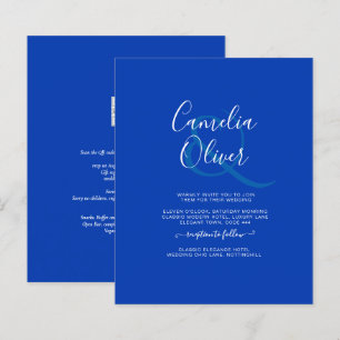 Budget Royal Blue Monochrome Mariage INVITE