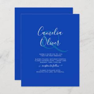 Budget Royal Blue Monochrome Mariage INVITE