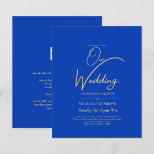 Budget Royal Blue Monochrome Mariage INVITE