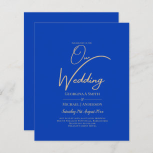 Budget Royal Blue Monochrome Mariage INVITE