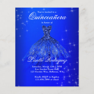 Budget Royal Blue Quinceanera Invitation