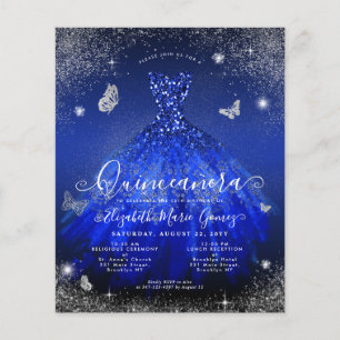 Budget Royal Blue Silver Gown Quinceanera Invitati