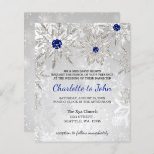 Budget Royal Blue Snowflakes Faire-part de mariage