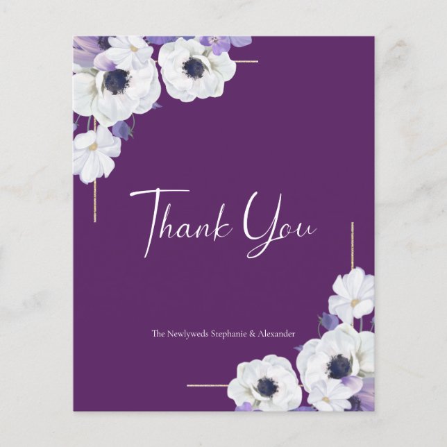 Budget Royal Purple Floral Carte de remerciements (Devant)