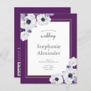 Budget Royal Purple Floral QR Code Invitation