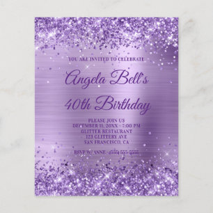 Budget Royal Purple Glittery Foil Invitation