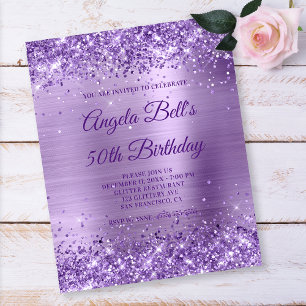 Budget Royal Purple Glittery Foil Invitation