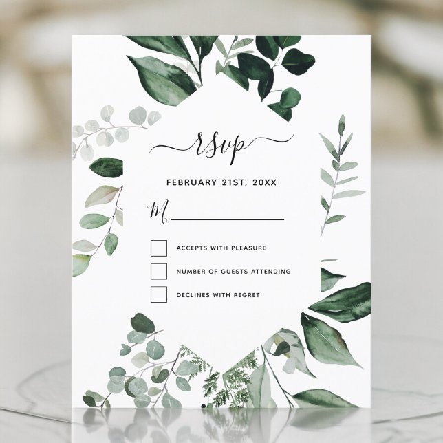 Budget RSVP Botanical Green Foliage Mariage (Créateur téléchargé)