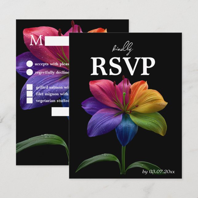 🌈 Budget RSVP Fête & Flourir Amour Technicolor  (Devant / Derrière)