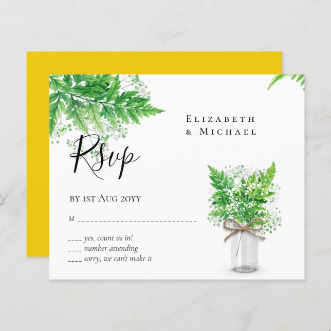 BUDGET RSVP Rustic Fern Mariage (Devant / Derrière)