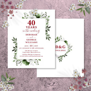 Budget Ruby 40e anniversaire Mariage Invitation fl