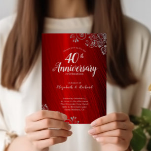 Budget Ruby Red Swirl 40e anniversaire Invitations