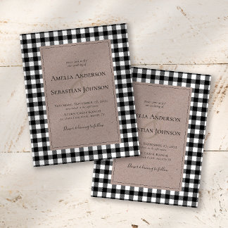 BUDGET Russe Buffalo Plaid Faire-part de mariage