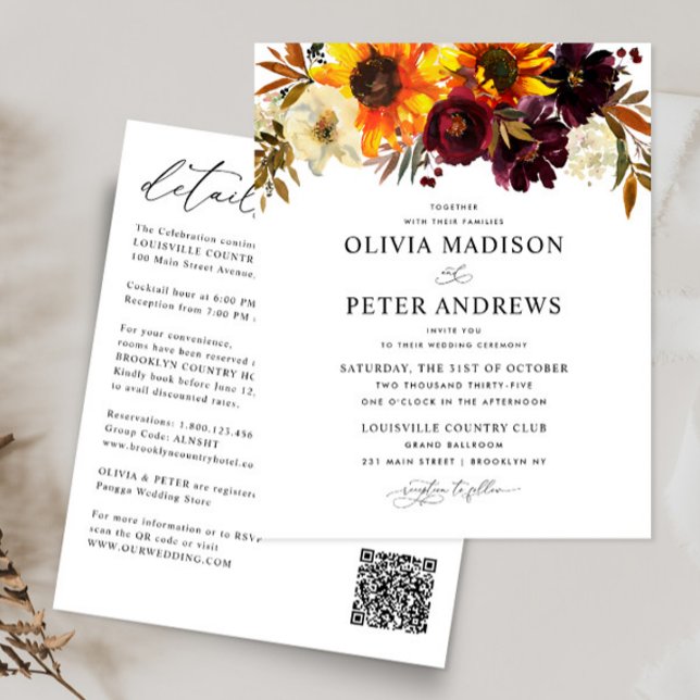 Budget Russe Tournesol Bourgogne Mariage floral (Créateur téléchargé)