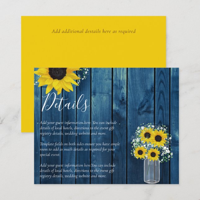 BUDGET Russe Tournesol Détails du Mariage Pièce jo (Devant / Derrière)