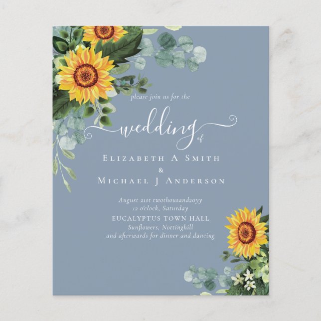 BUDGET Russe tournesol Eucalyptus Mariage Feuille (Devant)