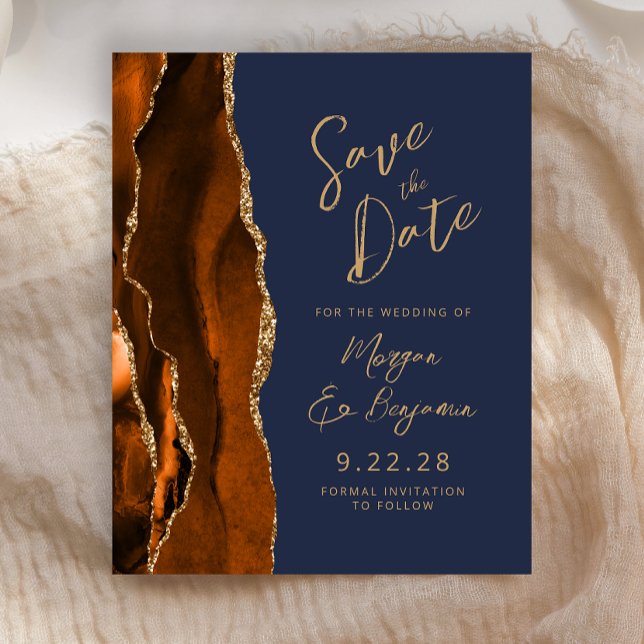 Budget Rust Gold Agate Navy Script Enregistrer la  (Créateur téléchargé)