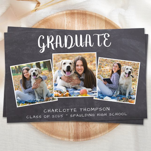 Budget Rustic 3 Photo Graduation Invitation (Créateur téléchargé)