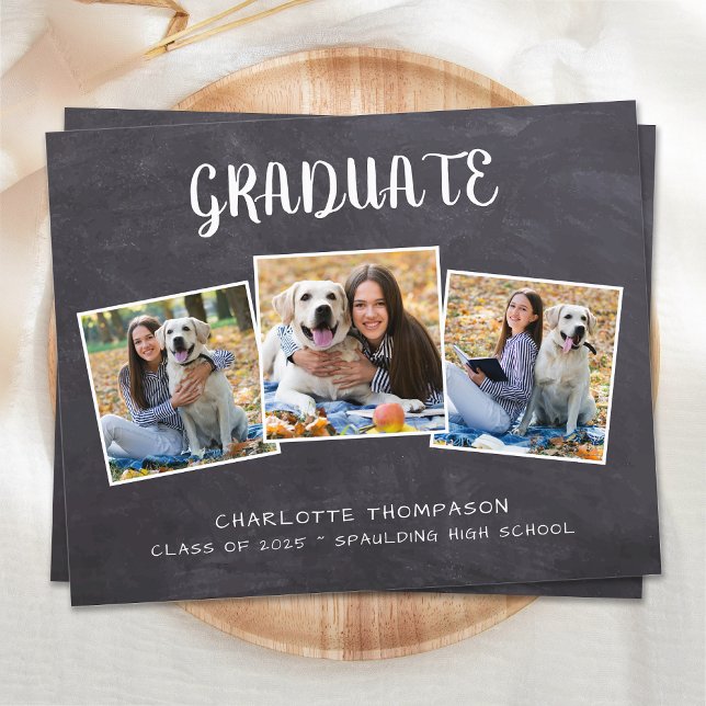 Budget Rustic 3 Photo Graduation Invitation (Créateur téléchargé)