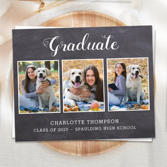 Budget Rustic 3 Photo Graduation Invitation (Créateur téléchargé)