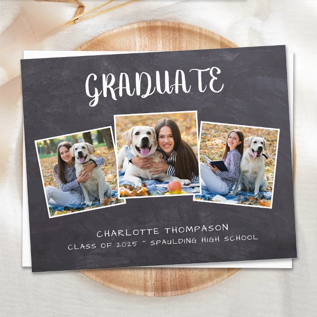 Budget Rustic 3 Photo Graduation Invitation (Créateur téléchargé)