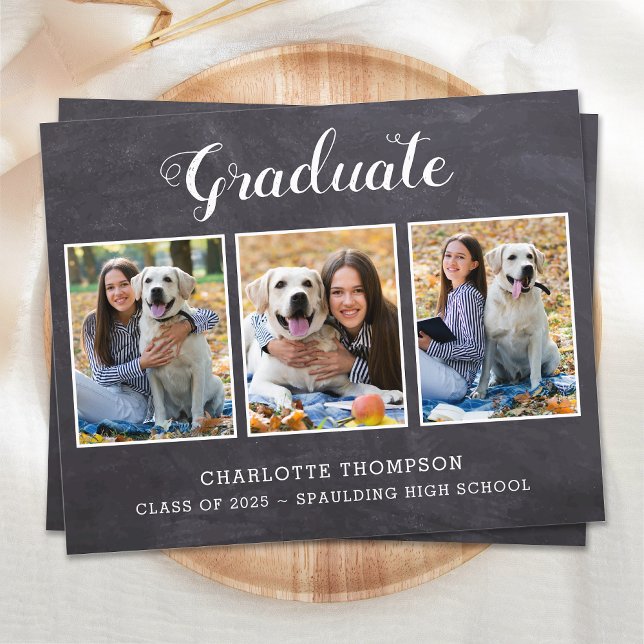 Budget Rustic 3 Photo Graduation Invitation (Créateur téléchargé)