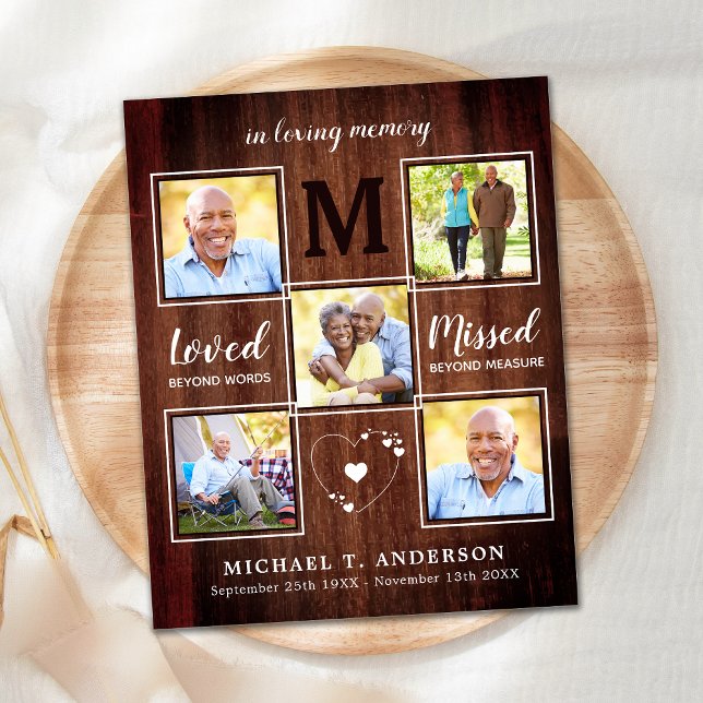 Budget Rustic 5 Photo Collage Merci funéraire (Créateur téléchargé)