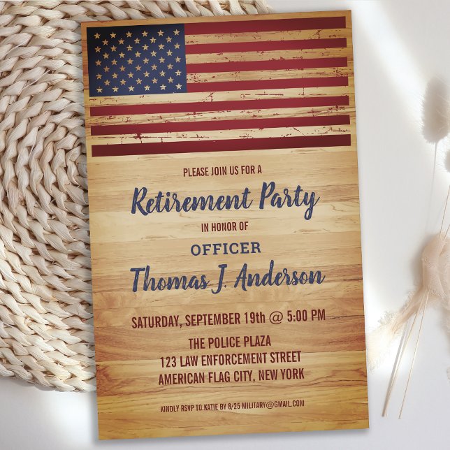 Budget Rustic American Flag Police Retraite Invi (Créateur téléchargé)