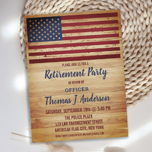 Budget Rustic American Flag Retraite Party Invit