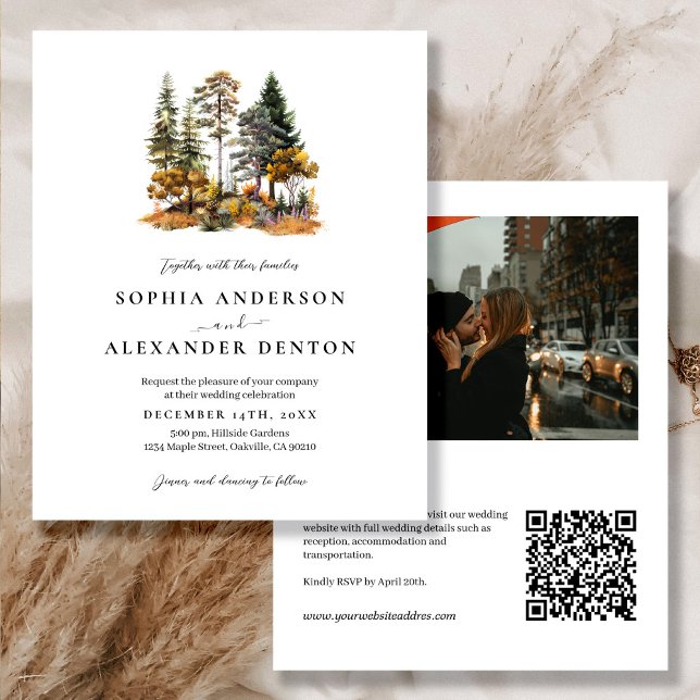 Budget Rustic Automne Photo QR Code invitation de  (Créateur téléchargé)