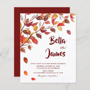 Budget Rustic Autumn Trees Faire-part de mariage