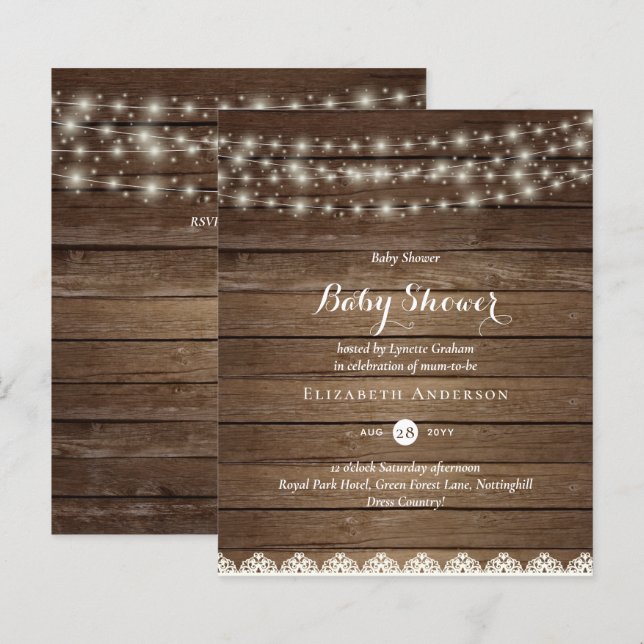 BUDGET Rustic Baby shower Faire-part Invitation (Devant / Derrière)