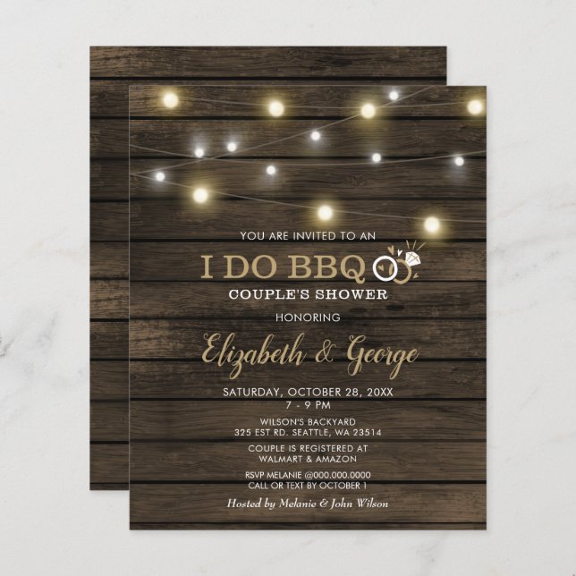 Budget Rustic Barn Wood Je fais BBQ Invitation (Devant / Derrière)