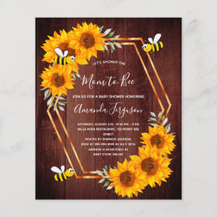 Budget Rustic Bee Baby shower Tournesol Invitation