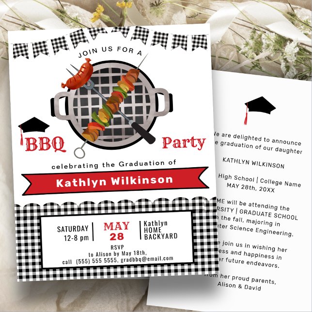 BUDGET Rustic Black Plaid Fun BBQ Party Invitation (Créateur téléchargé)