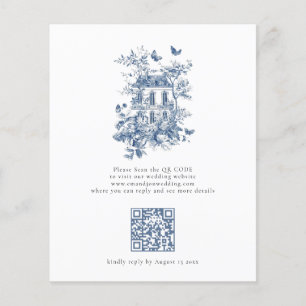 Budget Rustic Blue Toile De Jouy QR Code Mariage