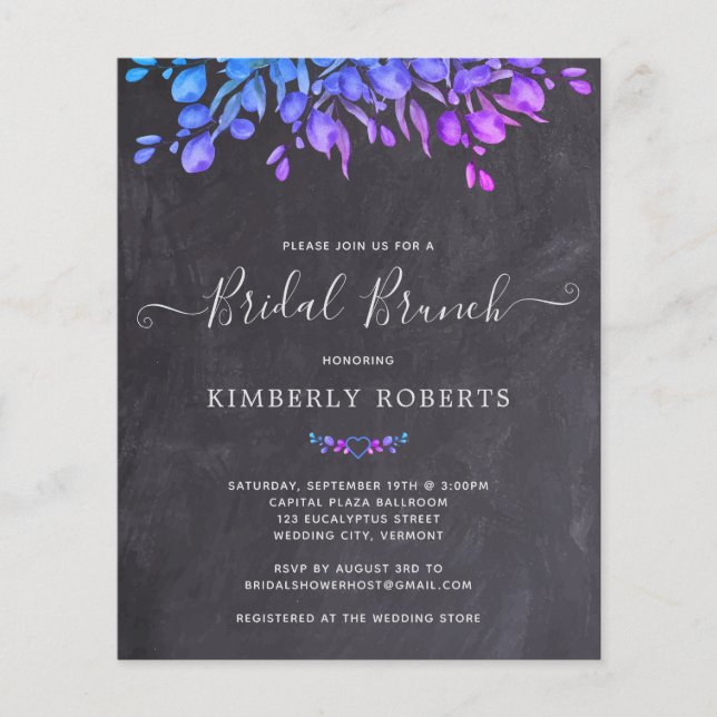 Budget Rustic Botanical Bridal Brunch Invitation C (Devant)