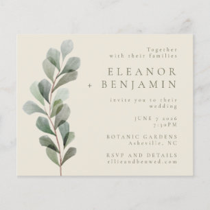 Budget Rustic Botanical Greenery Mariage Invitatio