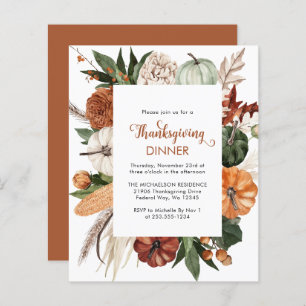 Budget Rustic Brown Thanksgiving Dîner Invitation