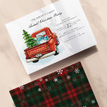 Budget Rustic Business Noël Fête Invitation<br><div class="desc">Budget Rustic Business Christmas Party Invitation avec des flocons de neige plaid motif avec typographie de script sur arrière - plan off-white</div>