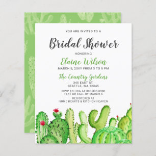 Budget Rustic Cactus Invitation à la douche nuptia