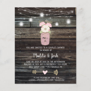 Budget Rustic Couples Douche Mason Jar Invitation
