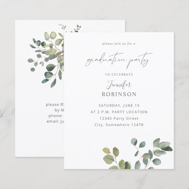 Budget Rustic Eucalyptus Duo 2 Graduation Party (Devant / Derrière)
