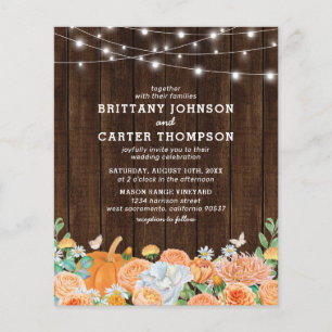 Budget Rustic Fall Floral Faire-part de mariage