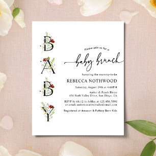 Budget Rustic Fleurs sauvages Baby Brunch Invitati