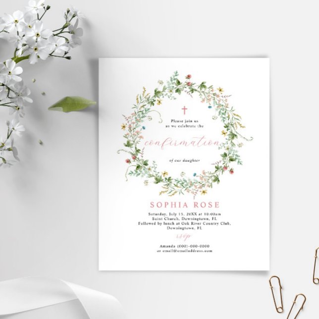 Budget Rustic Fleurs sauvages Confirmation Invitat (Créateur téléchargé)