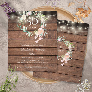 Budget Rustic Floral Invitation du 50e anniversair