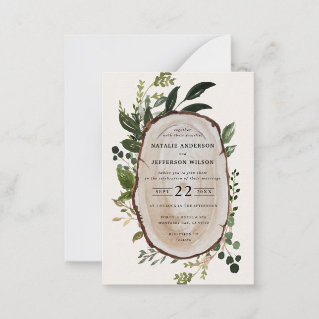 budget Rustic Foliing Ferme Faire-part de mariage (Devant)